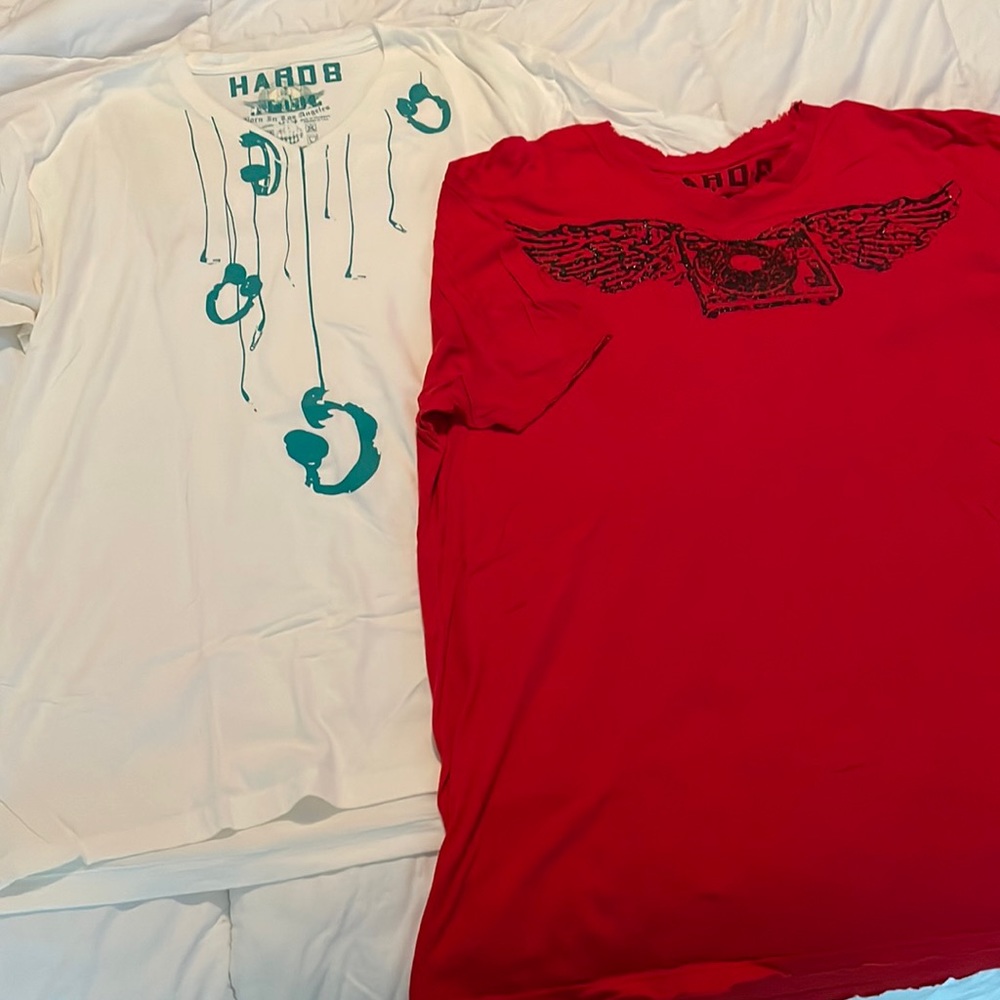 Hard 8 graphic v-neck tees. Size XL, selling both together